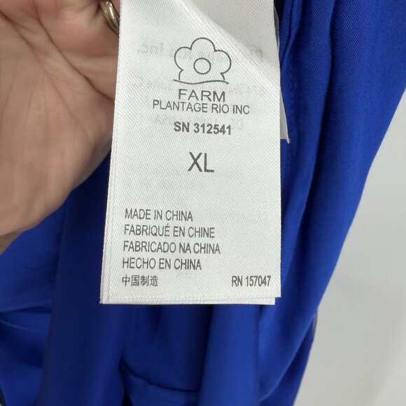 FARM Rio Blue Fringe Long Sleeve Maxi Dress Size XL Cocktail Party Semi Formal - Picture 14 of 16